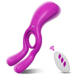 Massager 3 Motors Vibrator Cockring 음경 수탉 반지 켜짐 남자 지연 사정 페니스 남성 커플 반지 성인