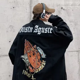 Męskie kurtki American West Denim Men Jacket Fashion High Street Hiphop pary jakość Y2K Harajuku Streetwear 230804