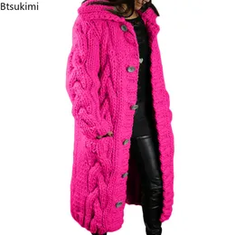 حياكة النساء المحملات الشتوية الشتوية للنساء خمر سترة كارديجان تويست معطف كبير الحجم معطف أنثى ستارديجان الطويل أزياء أزياء الإناث S-5XL 230804