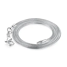 Stor kampanj! 1mm 925 silverpläterad ormkedjhalsband med hummer clasps smyckekedjor för hänge diy 18 tum till 24 tum 100 st/parti