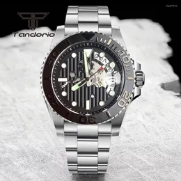 Zegarek tandorio NH35A pusta tarcza 40 mm stal nierdzewna 20BAR Automatyczne męskie zegarek Sapphire szkło obrotowe ramki data zielona świetlista
