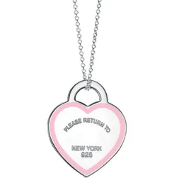 s925 Silver Blue Pink Love Heart Designer Naszyjniki dla kobiet marka luksusowy kryształowy bling elegancki charm łańcuch Choker Naszyjnik Prezent biżuterii