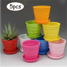Vasos de plantação Buah Pot Bunga Sukulen Mini Resina Warna-warni Penanam Taman Rumah dengan Nampan Piring Pot Tanaman Cachepot