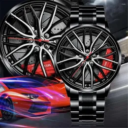 Armbandsur mode 3D Sport Car Wheel Watch Men's Unique Quartz Luxury Watches Relojes Para Hombre