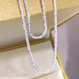 Łańcuchy Meekcat 925 Sterling Silver Shimmering 18K Białe Złotne Naszyjnik dla kobiet Party Prezenty biżuterii