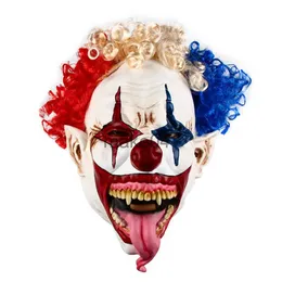 Maski imprezowe Halloween maska ​​klauna Lateksowa sukienka Fancy Costume Scary Full Head Horror Fancy Dress Party Props J230807
