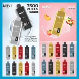 MRVI HOLY 7500 PUFFS Disponible Vape Pen E Cigarettanordning med 600mAh Batteri 15 ml POD Förfylld Catridge uppladdningsbar ny skärm Display CNC vs CUVIE SLICK