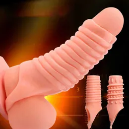 Массажер многоразового рукава пениса Гланы Увеличение крайней плоти кольцо для мужчин пары