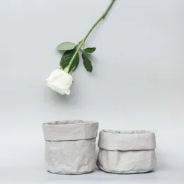 Donice keranjang bunga kertas kraft retro makijaż Dapat Keranjang Penyimpanan Kain Pot Bunga Penutup Tempat Pena Perlengkapan Rumah