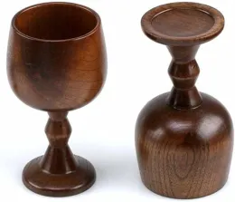 Creativo Jujube Wood Wine Cup Calice vintage in legno Bicchiere da vino Bicchiere da acqua fatto a mano Bicchiere da vino anticaduta Gadget da cucina AU07