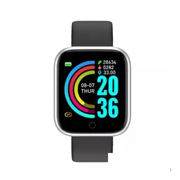 Relógios inteligentes D20 Pro Watch Women Men Y68 À prova d'água Smartwatch Para Ios Android Pressão Arterial Sports Tracker Pulseira Drop Delivery Dhra5