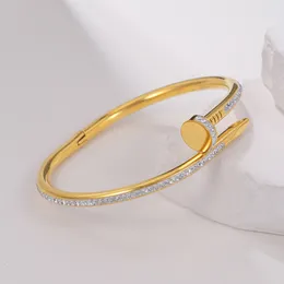 Элегантный брендовый ювелирный браслет с белым цирконием для ногтей, браслет-манжета для подарка для влюбленных
