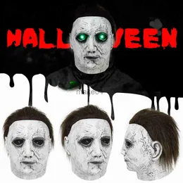 Party Masks Michael Myers Led Light Up Latex Mask Halloween Horror Movie Character Cosplay Costume Eye Glowing Horror Role Play Dress Up J230807