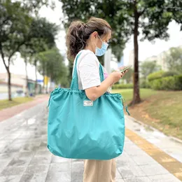 Shoppingväskor stora fast färg bunt pocket portable foldbar stormarknad väska kapacitet miljöskydd handväska