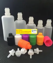 Großhandel bunte Plastikflaschen 3 ml 5 ml 10 ml 15 ml 20 ml 30 ml 50 ml 60 ml 100 ml 120 ml E-Flüssigkeits-Tropfflaschen mit langen, dünnen Spitzen LL