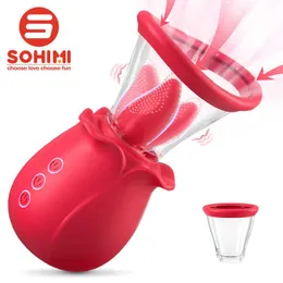 Massager Sohimi kraftfull rose tunga slickar bröstvårtvårta vibrator stimulerande klitoris g-spot kvinnlig onanator vuxen