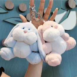Muñecos de peluche lindo llavero de conejo gordito dibujos animados Animal muñeca bolso encanto pareja mochila coche llavero regalo 230807