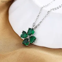 S925 Sterling Silver New 18 Inches Lucky Clover 4 Hearts Zircon Necklace For Women Charm Fashion Engagement Wedding Gift Jewelry L230704