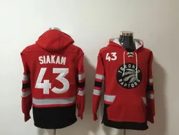 Pascal Siakam Raptores 옛날 농구 유니폼 까마귀 토론토 풀 오버 스포츠 스웨트 셔츠 겨울 자켓 빨간 크기 S-XXL