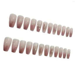 False Nails Pink Gradients Long Manicure With Harmless And Smooth Edge For Women Girl Nail Salon