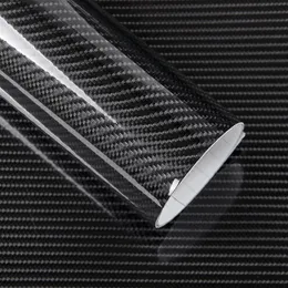 5D Carbon Fiber Vinyl Wrap Film Car Sticker Glossy Motorcycle Truck Heet Wrap Roll Waterproof Auto Decoration Accessories Black 50180V