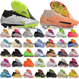 Gift Bag Quality Soccer Boots Zoom Mercuriales Superflys 9 Elite FG ACC Knit Football Shoes Mens High Ankle CR7 Ronaldo Mbappe Leather Trainers Soccer Cleats US 6.5-11