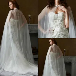 Свадебная куртка Shapes накидки кружевное аппликация One Layers Tule Bridal Dress Long Cloak White Ivory Women Women Custom Made261p
