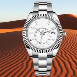 Mens Watch Designer Relógios Sky-dweller 9001 44mm Movimento Oficialmente Certificado Mecânico Relógio Automático Oysterflex Preto