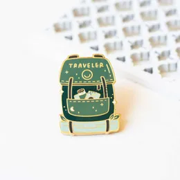 Pins Brooches Traveler's Backpack Enamel Pin Travel Metal Badge Camping Lapel Pins Gifts for Traveler Brooch Jewelry Accessory HKD230807