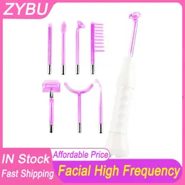 Portable High Frequency Facial Machine Skin Therapy With 7 Neon & Argon Wands Remove Wrinkles Acne Treatment Facial Therapy Wand