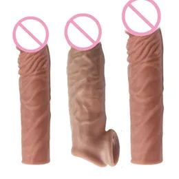 Massager BDSM Penis Extension Cock Sleeve Återanvändbar silikonförstorningsfördröjning för män Dildo Enhancer Erotic Shop