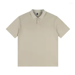 Polos Masculinos Camisa POLO Manga Curta Pesada Libra 240g Algodão Camiseta de Verão Masculina Solta Casual Ombro Fora Meio Topo Camisetas Roupas