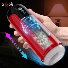 Massagegerät Automatischer Teleskop-männlicher Masturbator Silikon Vagina Vibration Blowjob Masturbation Cup für Männer Erwachsene Waren