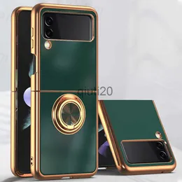 Cell Phone Cases luxury Suitable for SAMSUNG Galaxy Z Flip 3 5G Electroplated ring car magnetic protective cover Z Flip 4 Flip4 mobile phone case x0807