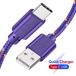 USB Type C Cable for xiaomi redmi k20 pro 1M 2M 3M USB C Mobile Phone Cable Fast Charging Type-C Data Cable for Samsung Huawei