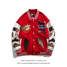 Męskie kurtki wiosna jesień futrzany haft patchwork mężczyzn bomber bomber unisex kobiet varsity płaszcz stadion nagrody Letterman Chic 230804