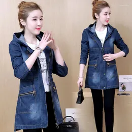 Women's Jackets Denim Jacket For Women Plus Size 4xl 5xl Hooded Feminine Coat Korean Woman Windbreaker Jaqueta Feminina KJ215