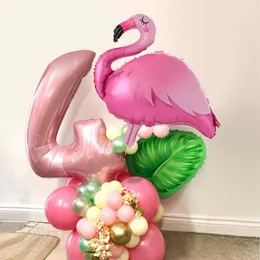 Другие мероприятия поставляют 29pcslot pink flamingo воздушные шары тропические гавайские 40 -дюймовые номера Foil Helium Globos Детский душ декорации по случаю дня рождения 230804