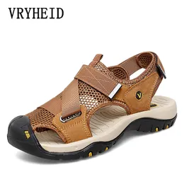 Sandals VRYHEID Men Genuine Leather Closed Toe Beach Shoes Outdoor Hiking Nonslip 2023 Summer Sport Platform Water 230807