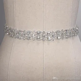 Cinture da sposa in cristallo fatte a mano Cintura da abito da sposa con strass in argento dorato Cintura accessori da sposa formale Cintura da cintura con nastro da sposa CPA1238Y