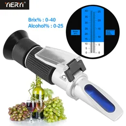 Refractometers 040% Brix 025% Alcohol Grapes Wine Refractometer ATC Handheld Concentration Meter Fruit Sugar Content Tester Measurement 230804
