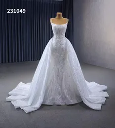 Sjöjungfrun bröllopsklänning eleganta paljetter med pärlor spaghettirem SM231049