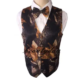 2021 Black Camo Boy's Formal Wear Camouflage Vests Billiga för bröllopsfest Kids Boy Vest Bow Tie Formal Wear Custom M232K