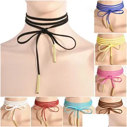 Chokers 11 färger minimalistiska veet skiktade långa fluga nacktoppar justerbart halsband för kvinnor damer mode smycken tillbehör släpp dhadc