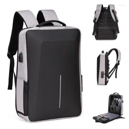 Backpack AIWITHPM Anti Theft Lock Business Laptop Bag Waterproof USB Charging 15.6 Inch Daypack Mochila EVA Impact Protection