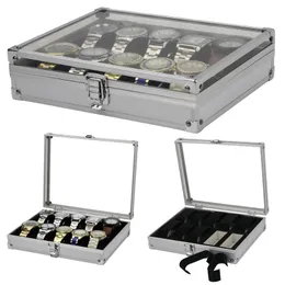 Schmuckschatullen Handmand Slots Aluminiumlegierung Display Uhrenbox Organizer Schmuck Aufbewahrungskoffer Transparente Uhrenständer Box caja para relojes 230804