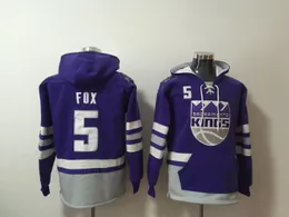 De'Aaron Fox King Old Time Basketball Jerseys Hoodie Sacramentos Pullover Sports Sweatshirts Winter Jacket Purple Size S-XXL