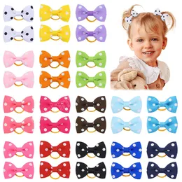 Mini pois nœuds bandes de cheveux élastiques filles mignonnes élastique en Nylon corde à cheveux porte-queue de cheval chapeaux enfants accessoires de cheveux