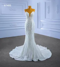 Meerjungfrau Hochzeitskleid romantisch voller Perlen ärmellose SM67485
