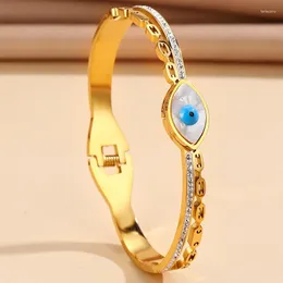 Pulseira Aço Inoxidável 316L Olhos Azuis Para Mulheres Menina Tendência Evil Bangles Pulseira Que Não Desbota Jóias Presente Drop